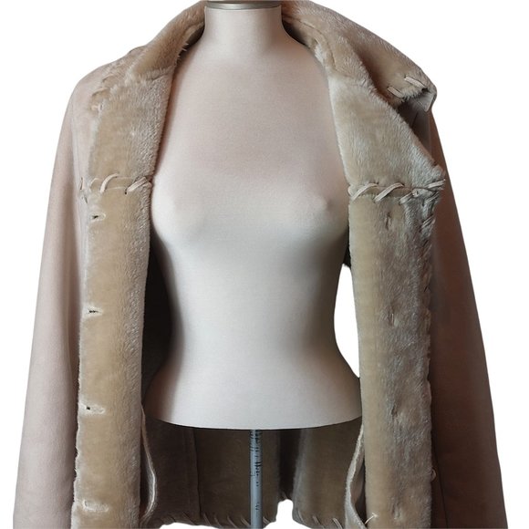 Suede Jacket  Faux Fur - Size Large - Picture 9 of 15